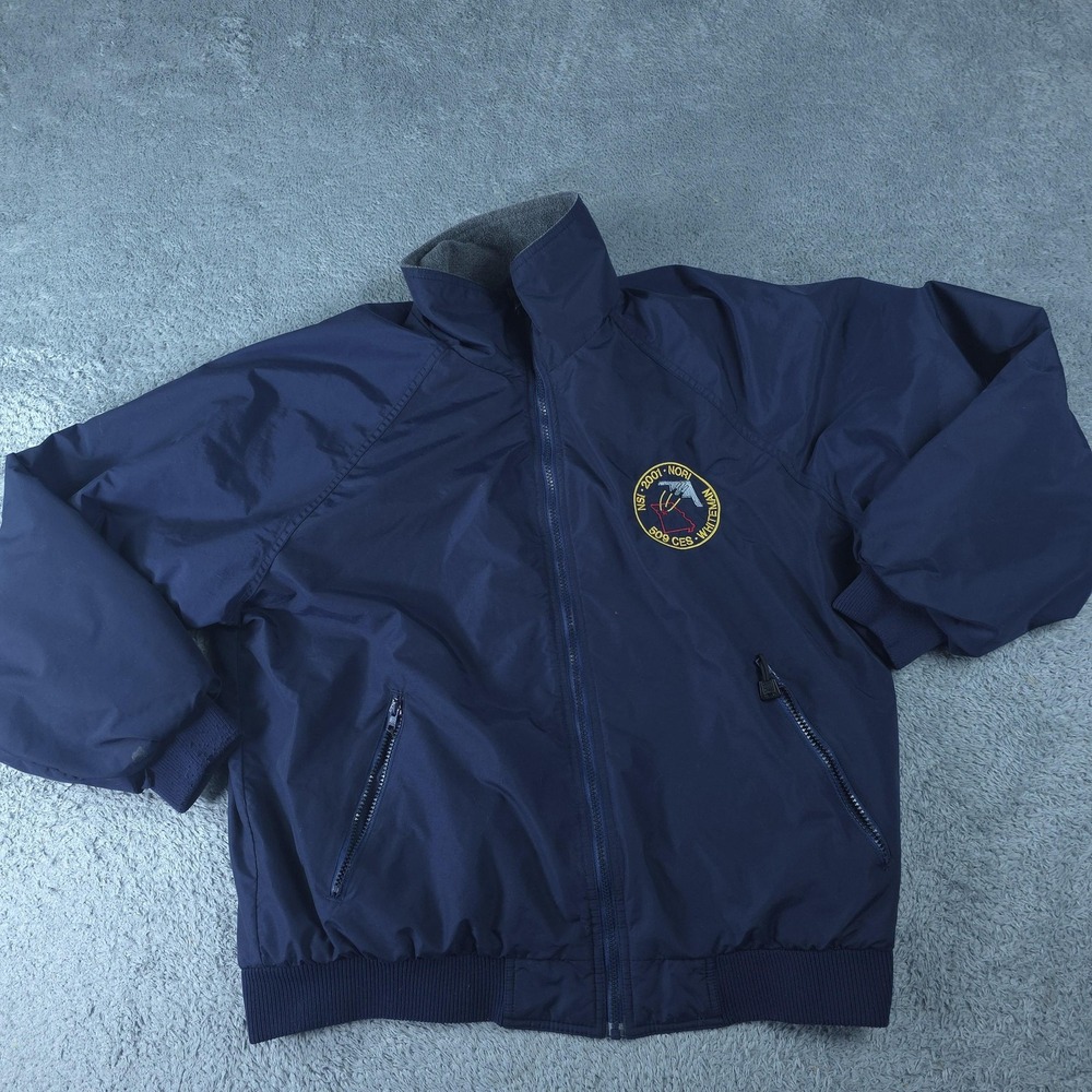 Vintage Bomber Jacket Mens XL Blue Fleece Lined Galls 509 CES Whiteman NSI 2001